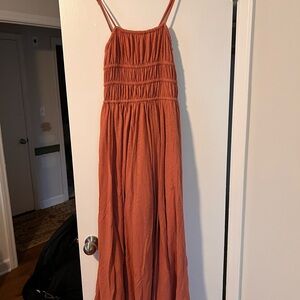Sun chaser Rust Orange Smocked Maxi Dress